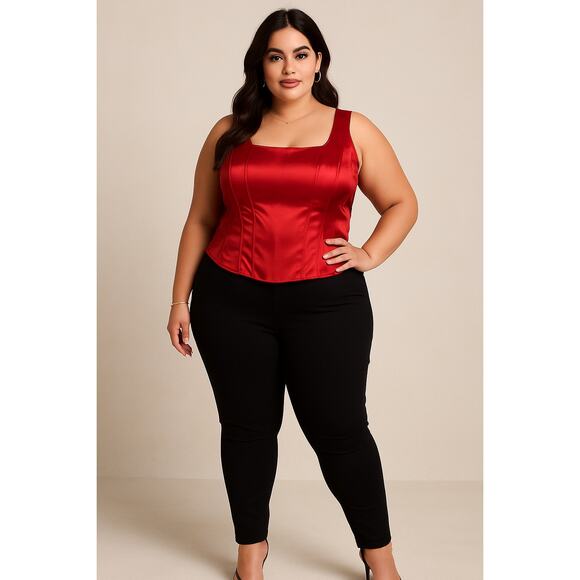 Y2K Hot Pink Satin Corset Tank Top Torrid Plus Size 5 Bustier Style - Picture 1 of 6